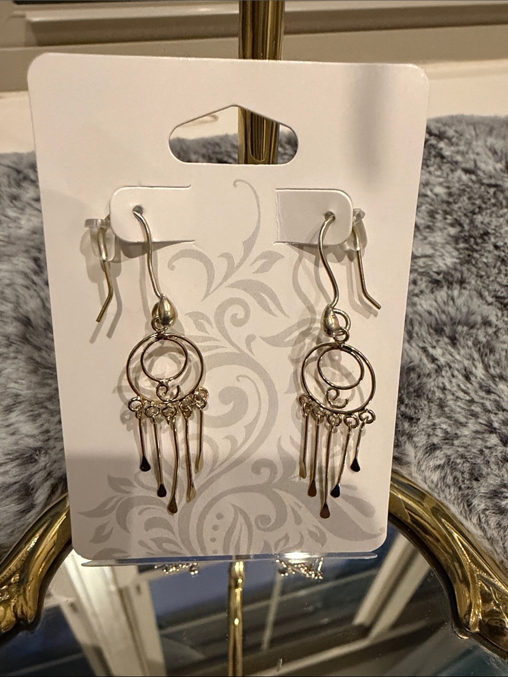 Dangling Double-Ring Drop Earrings in Gold